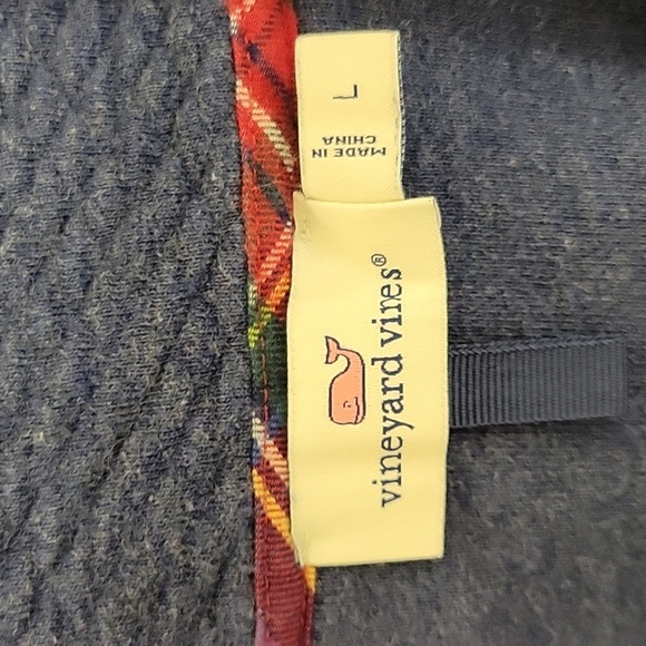 Vineyard Vines, Men's Heathered Blue Shep 3/4 Zip Sweatshirt Sz Large plaid - Picture 5 of 7